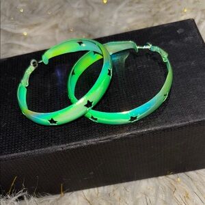 Iridescent Star Hoop Earrings